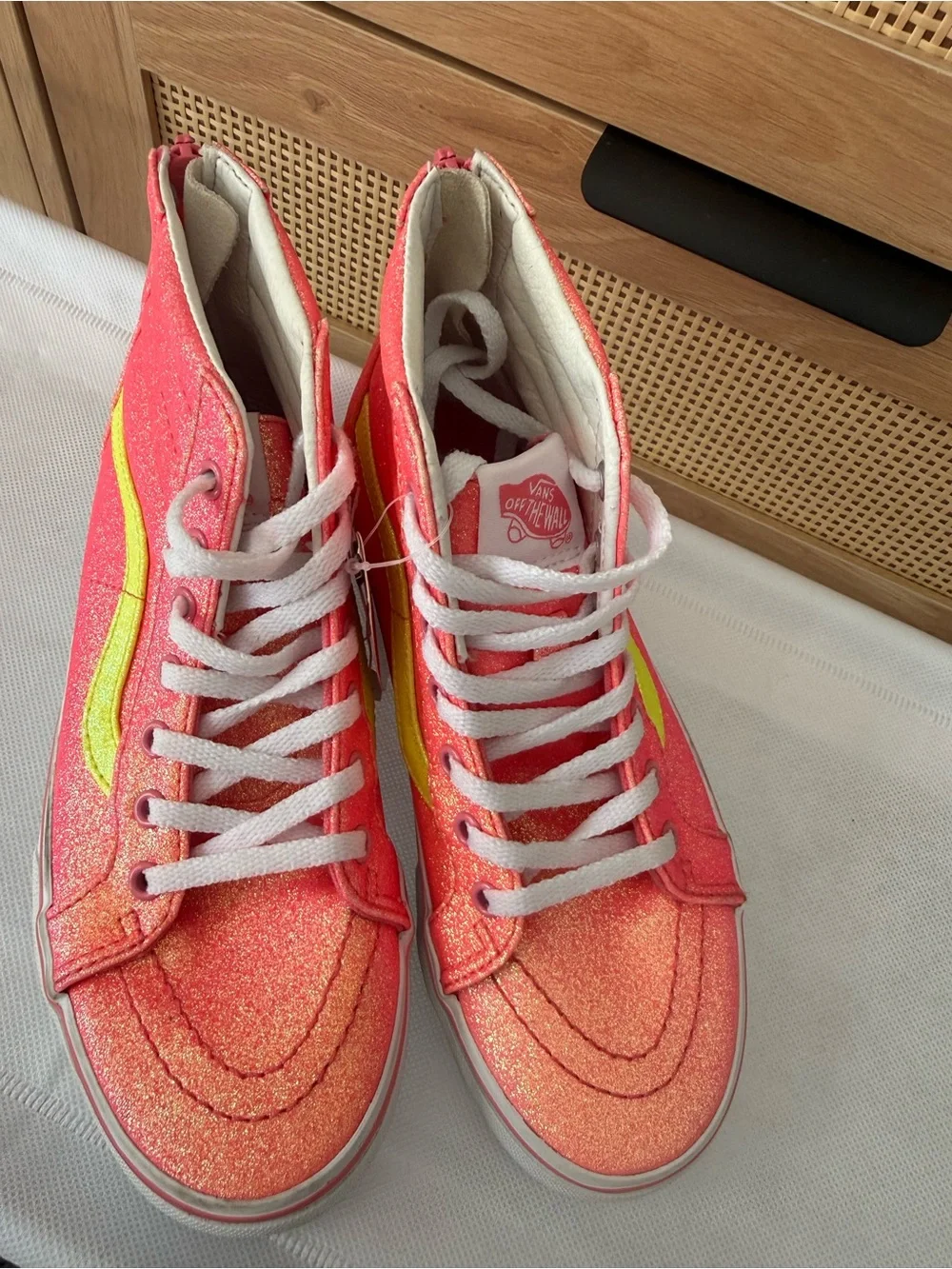 Vans - size 3 - NWT sk8 hi zip neon glitter sneakers